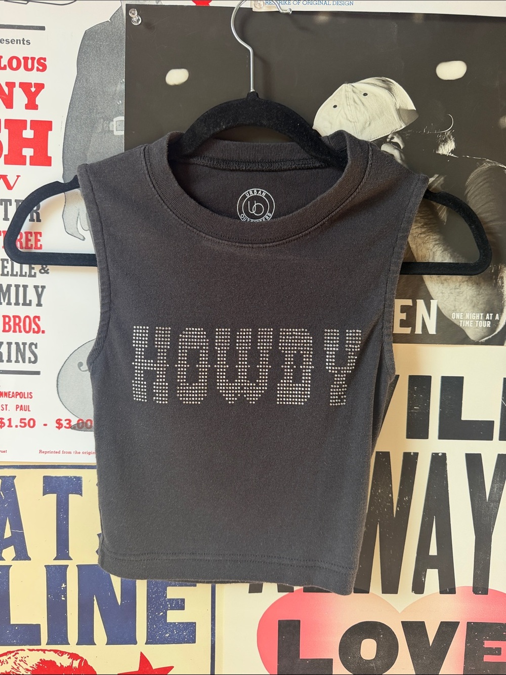 Urban Outfitters Black 'HOWDY' Rhinestone Tank Top